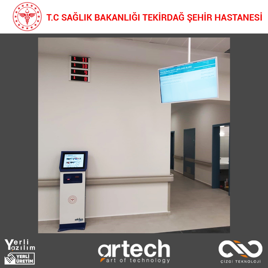 Tekirdağ Şehir Hastanesi'ne Digital Signage ve Kiosk Çözümlerimizi Konumlandırdık.